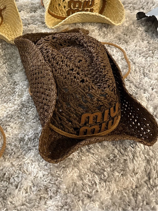 Miu Miu Accessories - Miu Miu Crochet Cowboy Hats in Natural and Brown